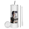 Tumbler stainless steel 600ml, with metal straw & cleaning brush