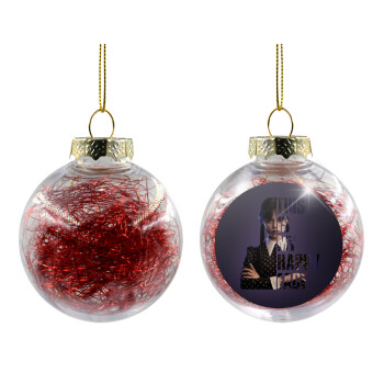 Wednesday, This is my happy face, Transparent Christmas tree ball ornament with red filling 8cm
