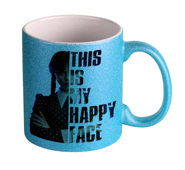 Wednesday — Light blue glitter mug that sparkles, ceramic, 330ml