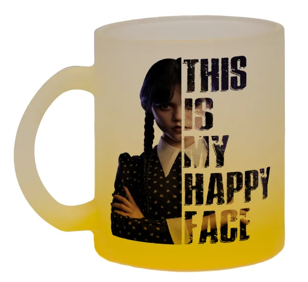 Wednesday — Two-tone glass mug with matte yellow base, 330ml