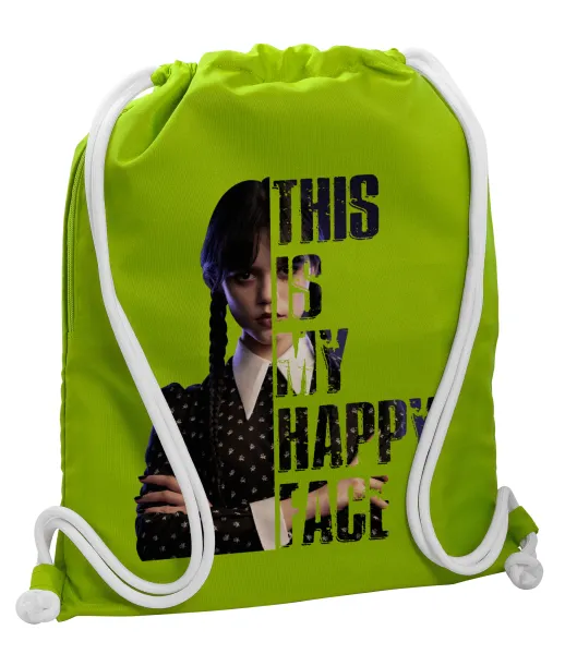 Wednesday — Backpack bag GYMBAG LIME GREEN, with pocket (40x48cm) & thick cords