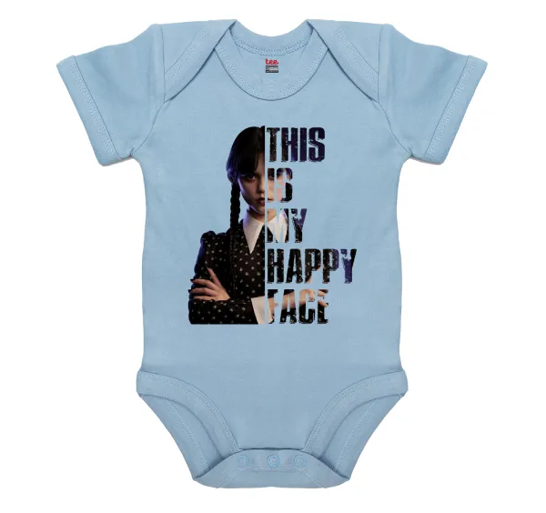 Wednesday — Short-sleeve baby bodysuit, 0-18 months, blue, 100% organic cotton