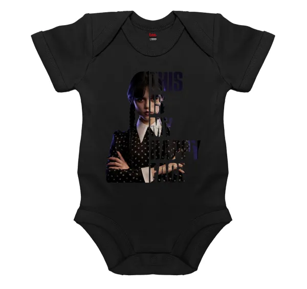 Wednesday — Short-sleeve baby bodysuit, 0-18 months, BLACK, 100% organic cotton