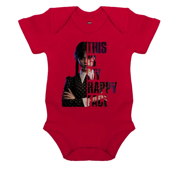 Wednesday — Short-sleeve baby bodysuit, RED, 100% organic cotton