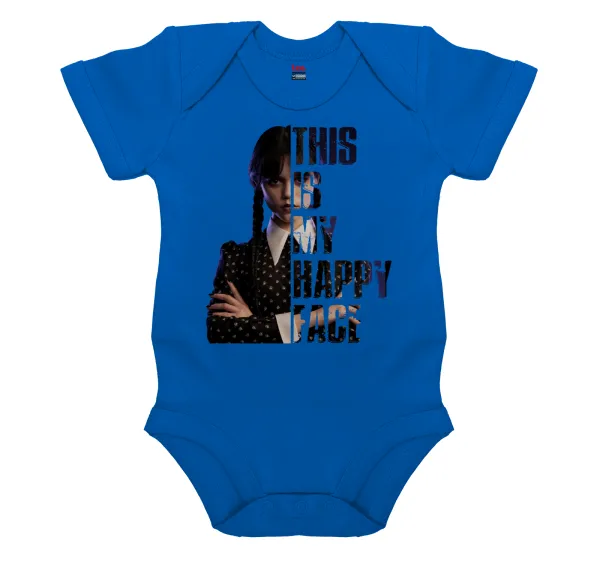 Wednesday — Short-sleeve baby bodysuit, cobalt blue, 100% organic cotton