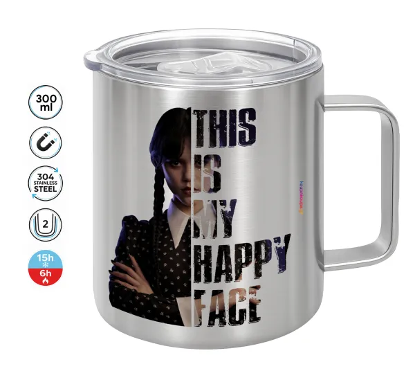 Wednesday — Double-walled stainless steel mug 300ml with temperature-retaining lid