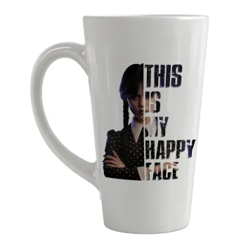 Wednesday, This is my happy face, Κούπα κωνική Latte Μεγάλη, κεραμική, 450ml