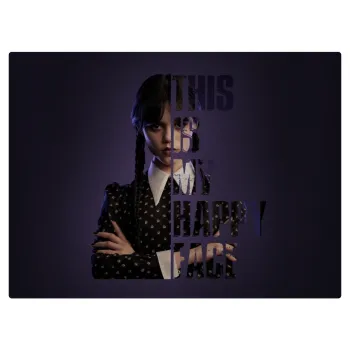 Wednesday, This is my happy face, Επιφάνεια κοπής γυάλινη (38x28cm)