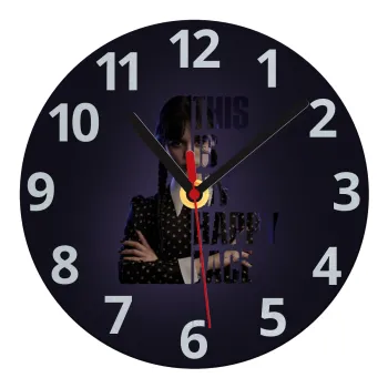 Wednesday, This is my happy face, Ρολόι τοίχου γυάλινο (20cm)