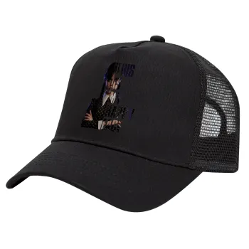 Wednesday, This is my happy face, Trucker Hat with Mesh, Black, (COTTON, KIDS, UNISEX, ONE SIZE)