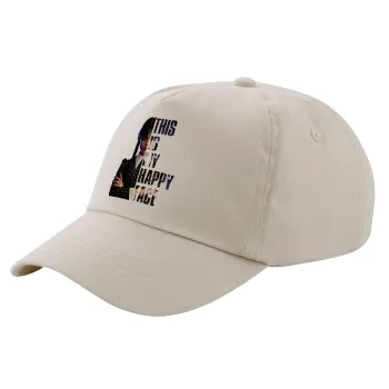 Wednesday, This is my happy face, Μπεζ (SAND) Πεντάφυλλο Καπέλο Ενηλίκων Βαμβακερό (UNISEX, ONE SIZE)