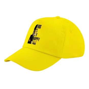 Wednesday, This is my happy face, Child's Baseball Cap, 100% Cotton Twill, Yellow (COTTON, CHILD, UNISEX, ONE SIZE)