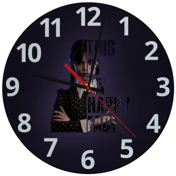 Wednesday, This is my happy face, Ρολόι τοίχου γυάλινο (30cm)