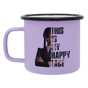 Wednesday, This is my happy face, Κούπα Μεταλλική εμαγιέ ΜΑΤ Light Pastel Purple 360ml