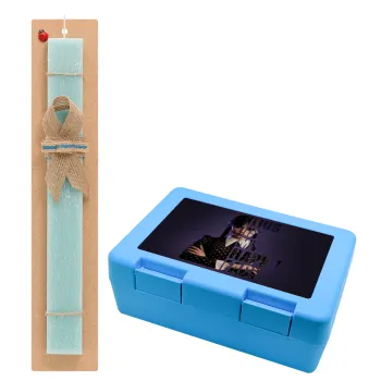 Wednesday, This is my happy face, Easter Set, children's snack container BLUE & Easter aromatic flat candle (30cm) (TURQUOISE)