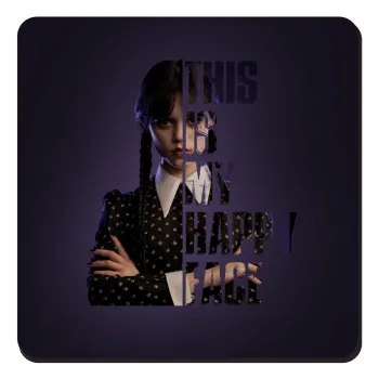 Wednesday, This is my happy face, Τετράγωνο μαγνητάκι ξύλινο 9x9cm