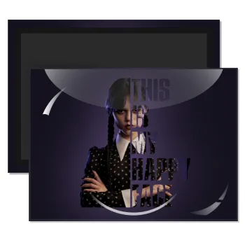 Wednesday, This is my happy face, Ορθογώνιο μαγνητάκι ψυγείου διάστασης 9x6cm