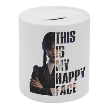 Wednesday, This is my happy face, Κουμπαράς πορσελάνης με τάπα