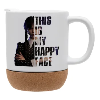Wednesday, This is my happy face, Ceramic coffee mug Cork (MAT), 330ml