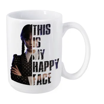 Wednesday, This is my happy face, Κούπα Mega, κεραμική, 450ml