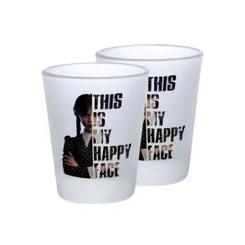 Wednesday, This is my happy face, Σφηνοπότηρα γυάλινα 45ml του πάγου (2 τεμάχια)