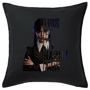 Wednesday, This is my happy face, Sofa cushion black 50x50cm includes filling