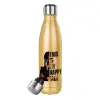 Glitter gold stainless steel thermos bottle, double-walled, 500ml