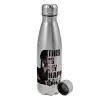 Metallic water bottle, stainless steel, 750ml
