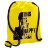 Τσάντα πλάτης πουγκί GYMBAG Κίτρινη, με τσέπη (40x48cm) & χονδρά κορδόνια
