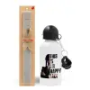 Easter Set, metallic aluminum water bottle (500ml) & aromatic flat Easter candle (30cm) (GRAY)