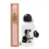 Easter Set, metallic aluminum bottle (500ml) & aromatic flat Easter candle (30cm) (PINK)