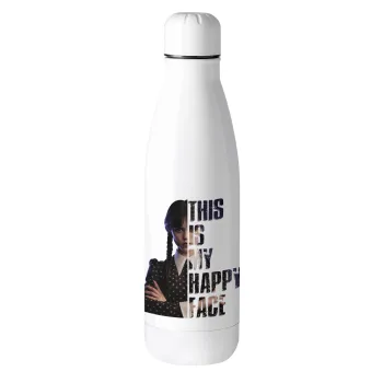 Wednesday, This is my happy face, Metal mug thermos (Stainless steel), 500ml