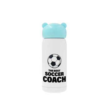 The best soccer Coach, Γαλάζιο ανοξείδωτο παγούρι θερμό (Stainless steel), 320ml