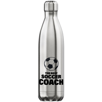 The best soccer Coach, Μεταλλικό παγούρι θερμός Inox (Stainless steel), διπλού τοιχώματος, 750ml