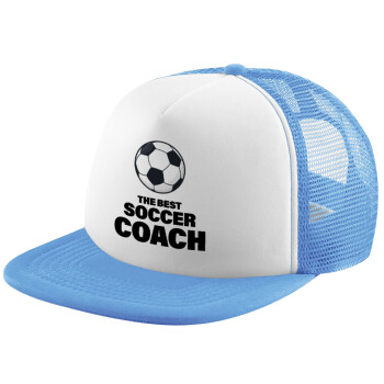 The best soccer Coach, Καπέλο Soft Trucker με Δίχτυ Γαλάζιο/Λευκό