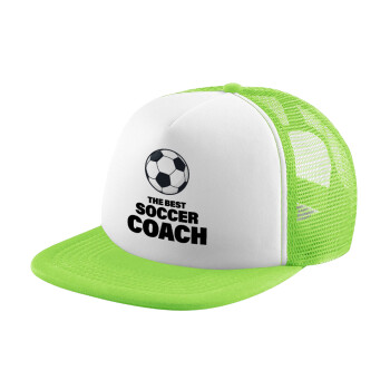 The best soccer Coach, Καπέλο Soft Trucker με Δίχτυ Πράσινο/Λευκό
