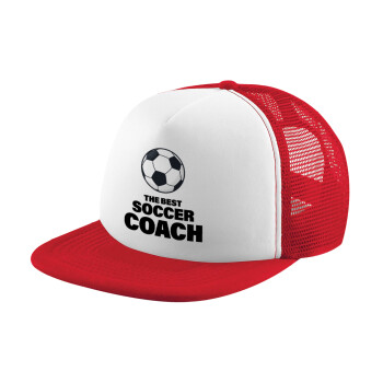 The best soccer Coach, Καπέλο Soft Trucker με Δίχτυ Red/White 