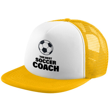 The best soccer Coach, Καπέλο Soft Trucker με Δίχτυ Κίτρινο/White 