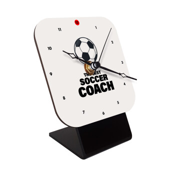 The best soccer Coach, Επιτραπέζιο ρολόι ξύλινο με δείκτες (10cm)