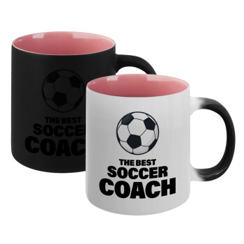 The best soccer Coach, Κούπα Μαγική εσωτερικό ΡΟΖ, κεραμική 330ml που αλλάζει χρώμα με το ζεστό ρόφημα (1 τεμάχιο)