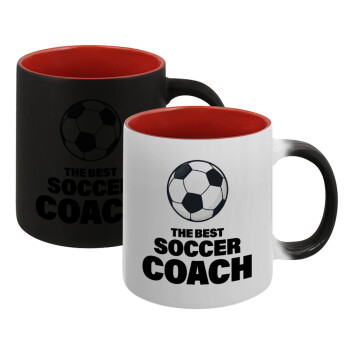 The best soccer Coach, Κούπα Μαγική εσωτερικό κόκκινο, κεραμική, 330ml που αλλάζει χρώμα με το ζεστό ρόφημα (1 τεμάχιο)