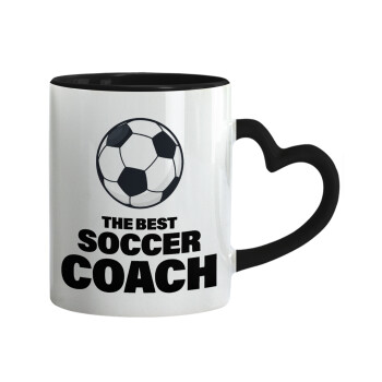 The best soccer Coach, Mug heart black handle, ceramic, 330ml