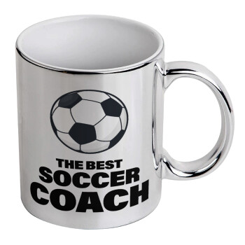 The best soccer Coach, Κούπα κεραμική, ασημένια καθρέπτης, 330ml