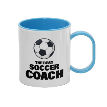 The best soccer Coach, Κούπα (πλαστική) (BPA-FREE) Polymer Μπλε για παιδιά, 330ml