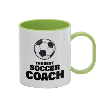 The best soccer Coach, Κούπα (πλαστική) (BPA-FREE) Polymer Πράσινη για παιδιά, 330ml