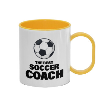 The best soccer Coach, Κούπα (πλαστική) (BPA-FREE) Polymer Κίτρινη για παιδιά, 330ml