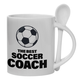 The best soccer Coach, Ceramic coffee mug with Spoon, 330ml (1pcs)