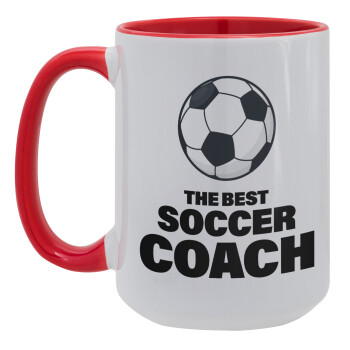 The best soccer Coach, Κούπα Mega 15oz, κεραμική Κόκκινη, 450ml