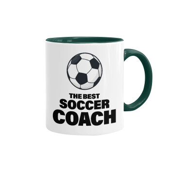 The best soccer Coach, Κούπα χρωματιστή πράσινη, κεραμική, 330ml