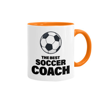 The best soccer Coach, Κούπα χρωματιστή πορτοκαλί, κεραμική, 330ml